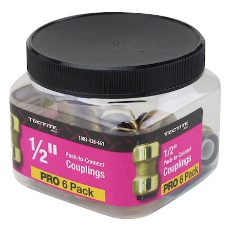 Apollo 1/2 in. Brass Push-To-Connect Coupling Jar (6-Pack), 6PK FSBC126JR